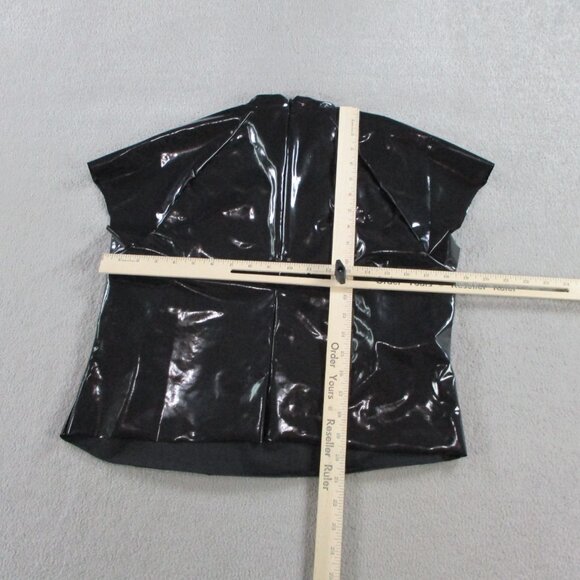 SKIMS Stretch Vinyl T Shirt Womens XL Onyx Black Sexy Sleek Shiny Top NWT - Picture 6 of 9